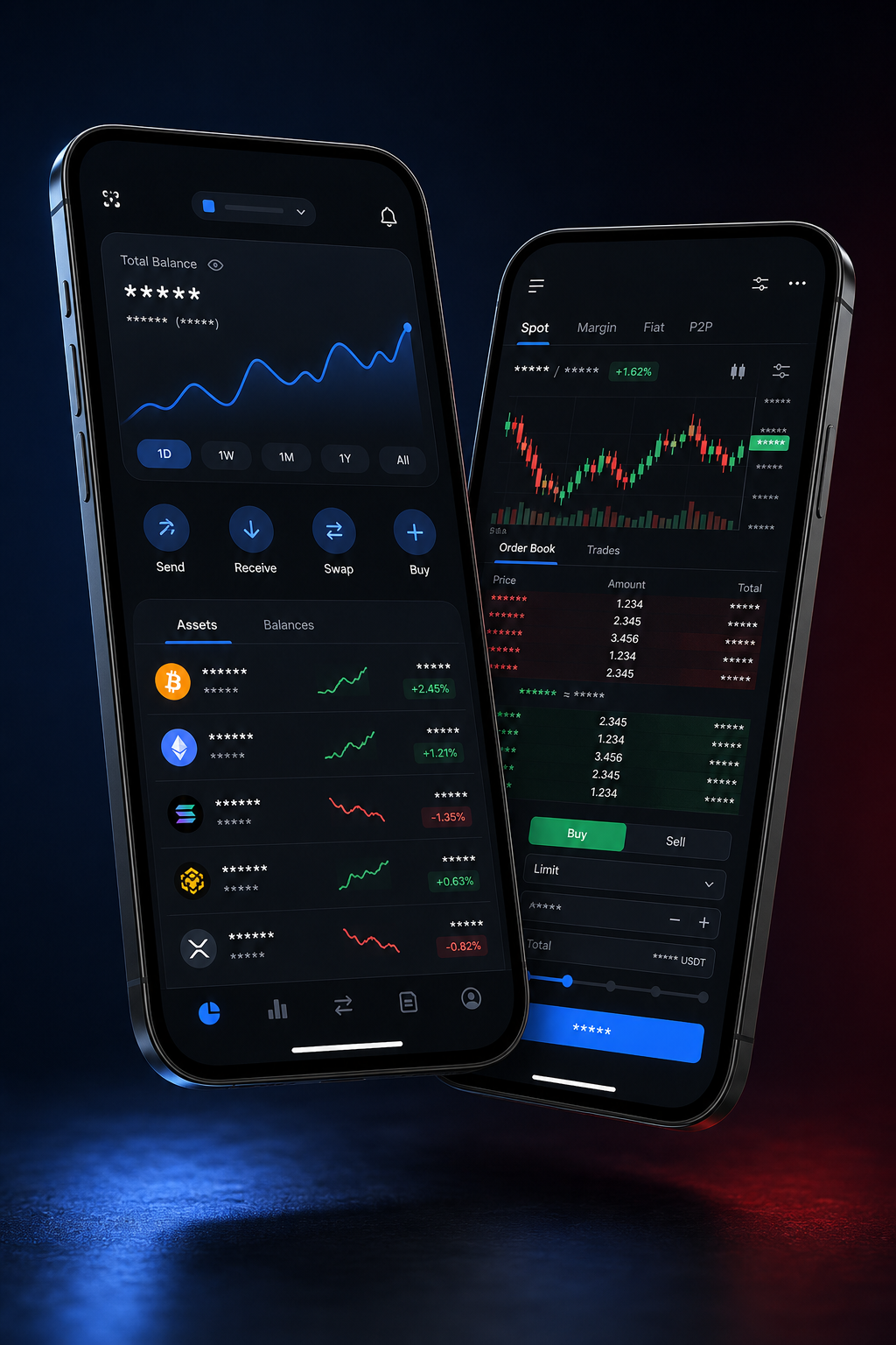 Wallet and exchange mobile app preview